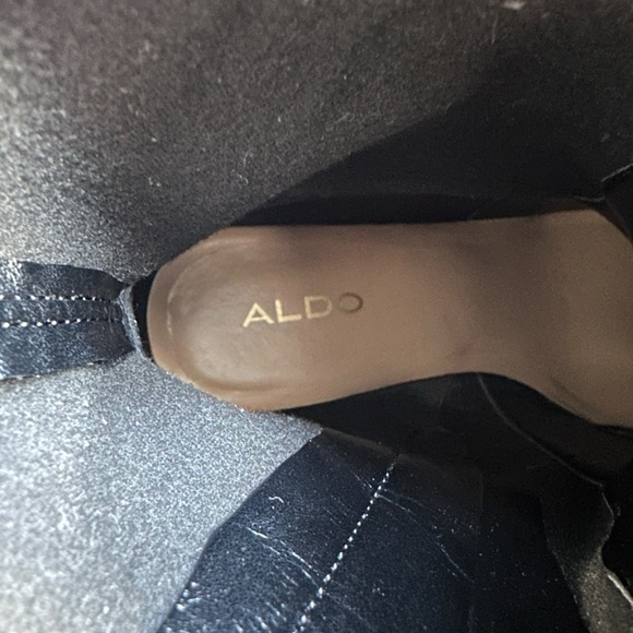 ALDO BLOCK HEEL  PLATFORM BOOTS PATENT PUMPS WOMENS SIZE 7 BLACK - Picture 13 of 16